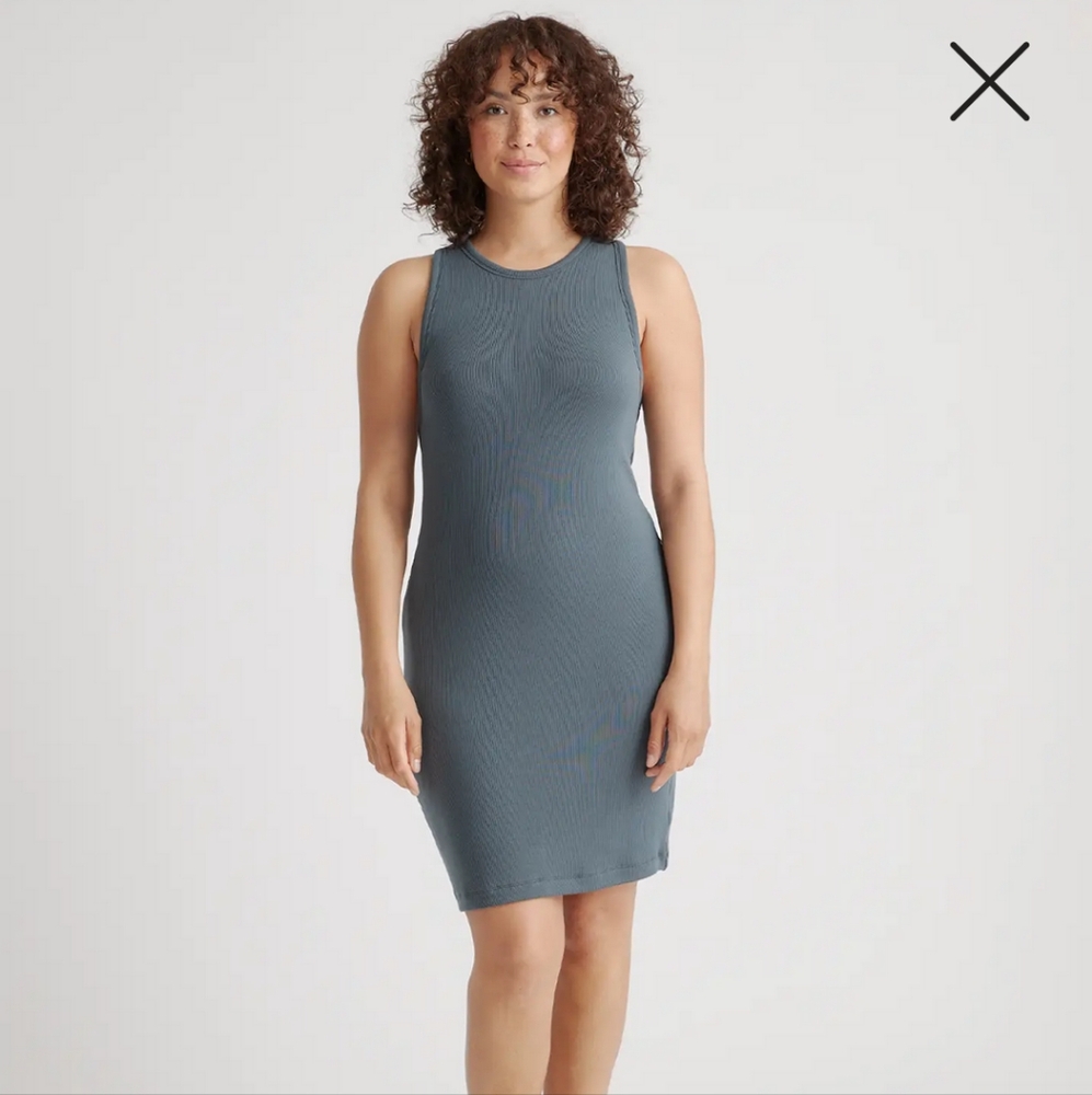 Quince Heather Gray Tencel Rib Knit Sleeveless Mini Dress, size XS